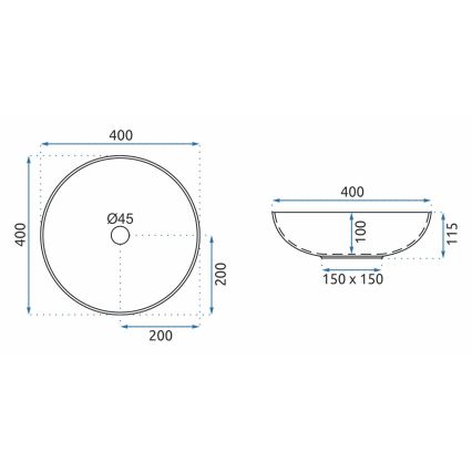 REA-U0267 - Lavabo da appoggio ARTE Ø 40 cm in ceramica con motivo ornamentale