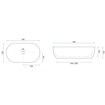 REA-U0416 - Lavabo da appoggio AMELIA 34,5x48 cm ceramica/bianco lucido