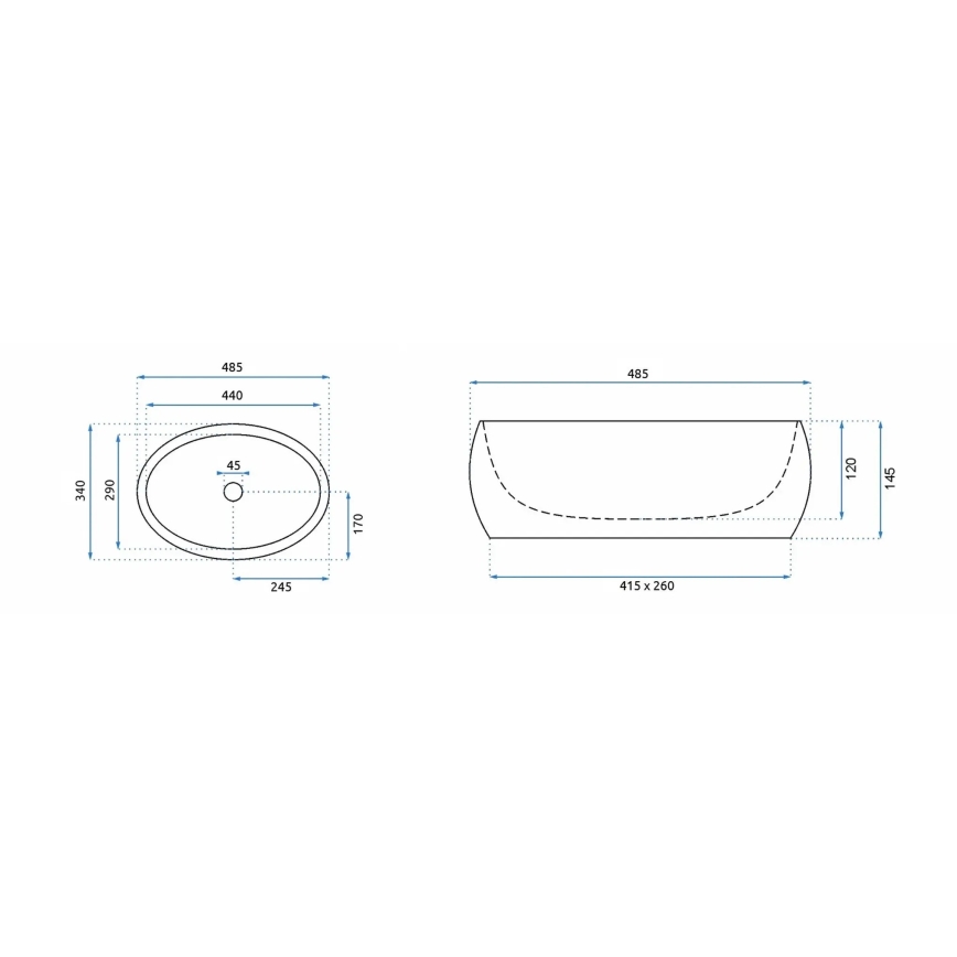 REA-U0462 - Lavabo à poser LINDA 34x48,5 cm céramique/blanc brillant