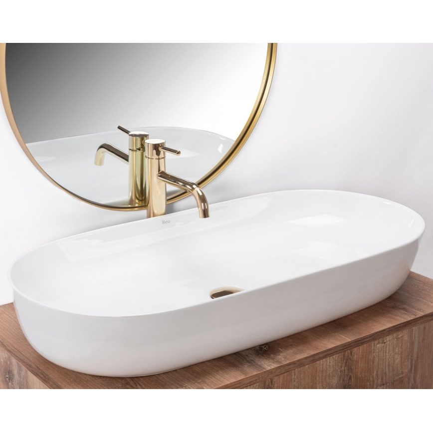 REA-U0563 - Lavabo à poser CLEO 41x81 cm céramique/blanc brillant