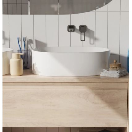 REA-U0600 - Aufsatzwaschbecken ALMA 36x57 cm Keramik / glänzend weiß