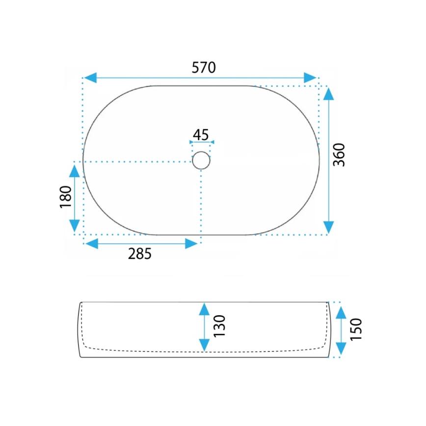 REA-U0600 - Lavabo à poser ALMA 36x57 cm céramique/blanc brillant