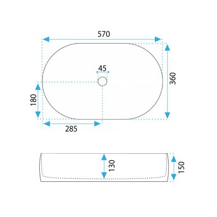 REA-U0600 - Lavabo da appoggio ALMA 36x57 cm ceramica/bianco lucido