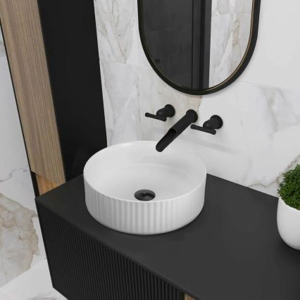 REA-U0601 - Aufsatzwaschbecken DELIA 36 cm, glänzend weiß/Steinoptik