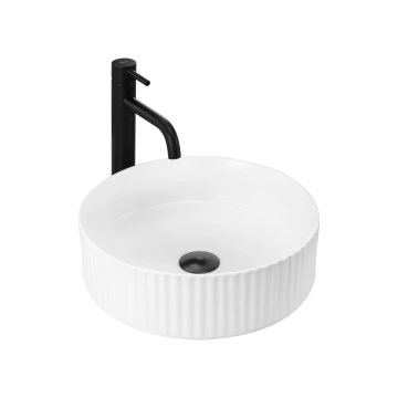 REA-U0601 - Vasque à poser DELIA 36 cm, blanc brillant à effet pierre