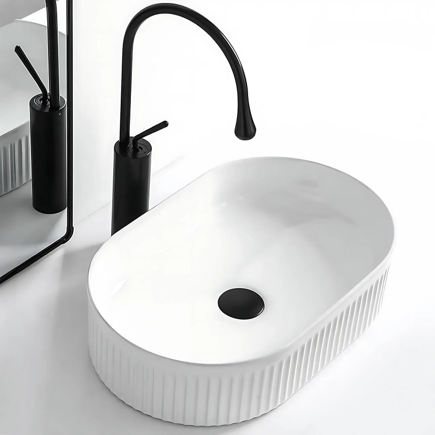REA-U0603 - Lavabo da appoggio VANDA 31x49 cm ceramica/bianco lucido