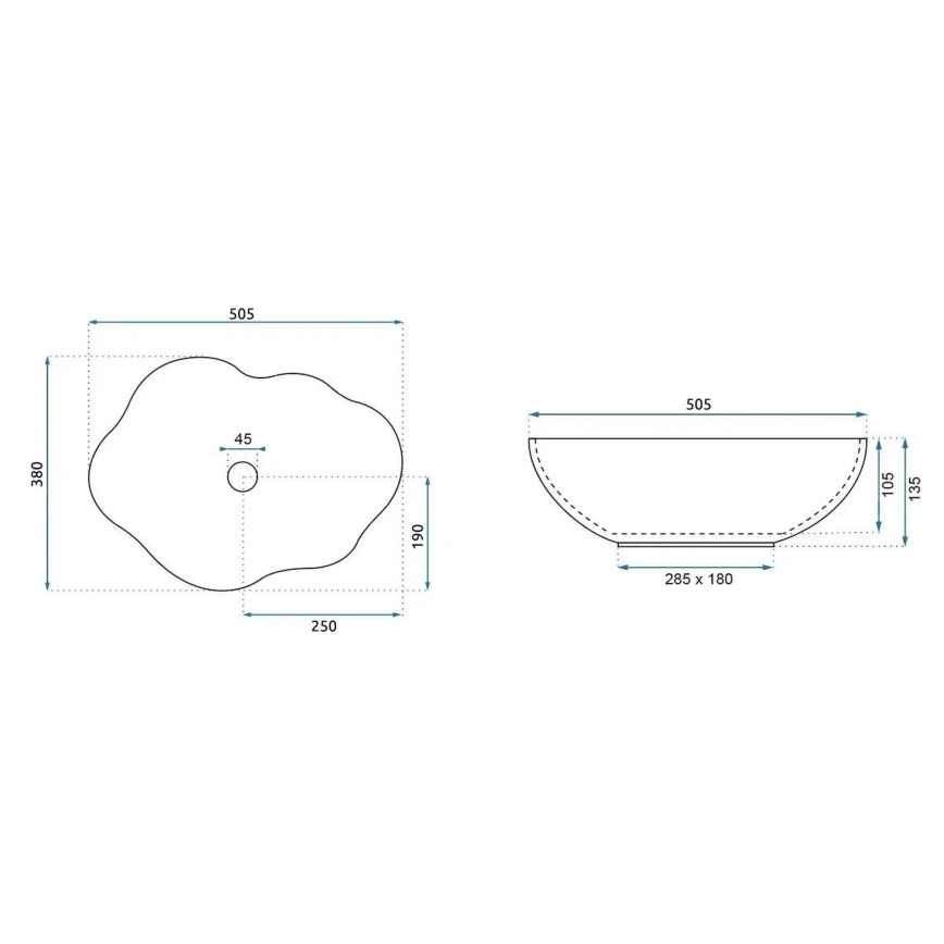 REA-U0617 - Lavabo da appoggio PEARL 38x50,5 cm ceramica/beige/effetto pietra