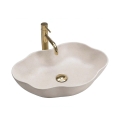 REA-U0617 - Vasque à poser PEARL 38 x 50,5 cm céramique/beige/aspect pierre