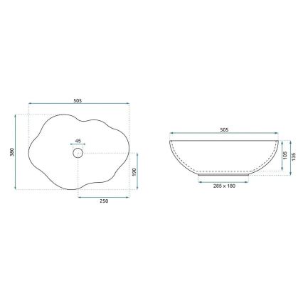 REA-U0617 - Vasque à poser PEARL 38 x 50,5 cm céramique/beige/aspect pierre