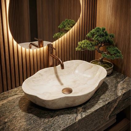 REA-U0619 - Lavabo da appoggio PEARL 38x50,5 cm ceramica/beige