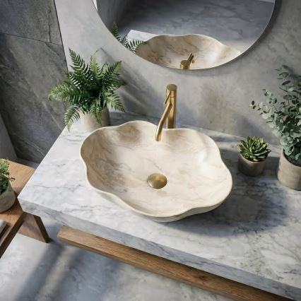 REA-U0619 - Lavabo da appoggio PEARL 38x50,5 cm ceramica/beige