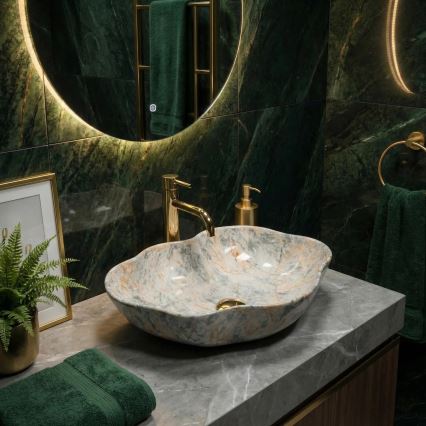 REA-U0620 - Lavabo da appoggio PEARL 38x50,5 cm ceramica/grigio/beige/effetto pietra