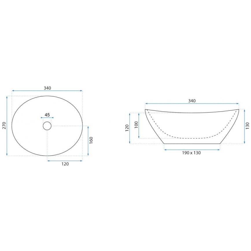 REA-U0623 - Vasque à poser SOFIA MINI 27 x 34 cm céramique/blanc brillant