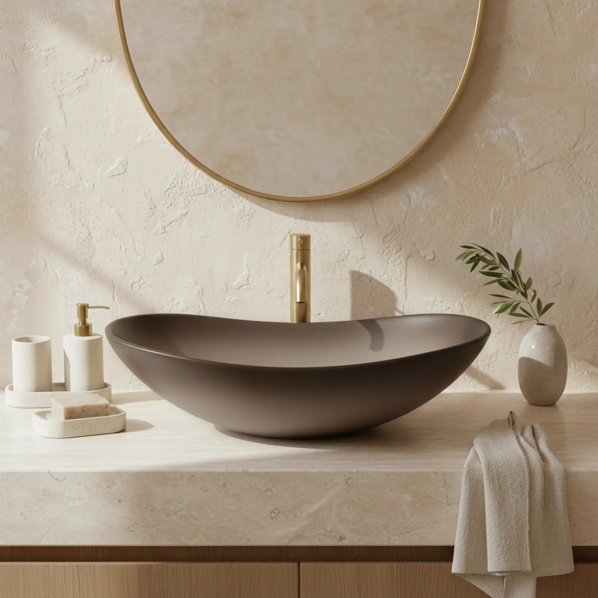 REA-U0626 - Vasque à poser ROYAL 36x62 cm céramique/marron