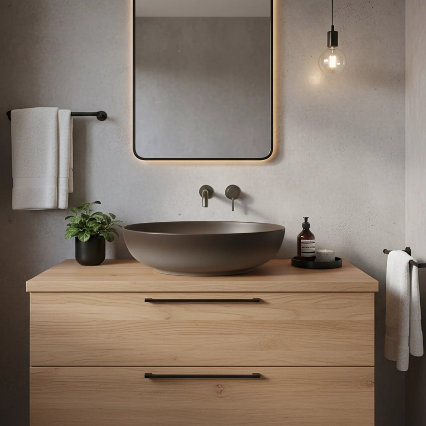 REA-U0627 - Vasque à poser CAROLA 39 x 51,5 cm céramique/beige/marron