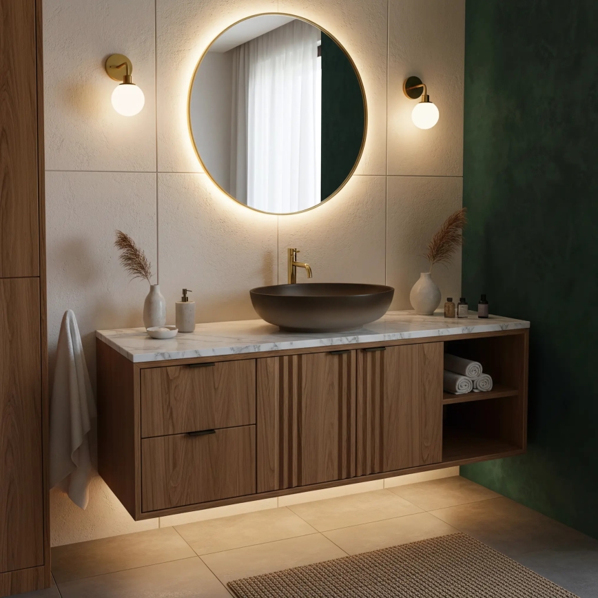 REA-U0627 - Vasque à poser CAROLA 39 x 51,5 cm céramique/beige/marron