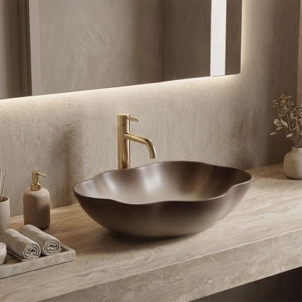 REA-U0629 - Aufsatzwaschbecken PEARL 38x50,5 cm Keramik/braun