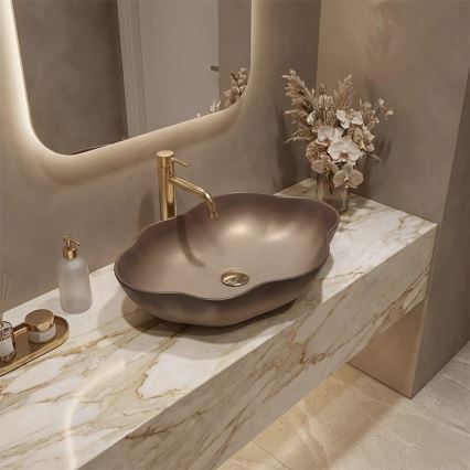REA-U0629 - Aufsatzwaschbecken PEARL 38x50,5 cm Keramik/braun
