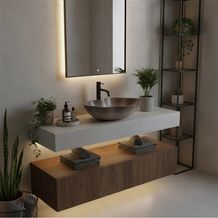 REA-U0629 - Aufsatzwaschbecken PEARL 38x50,5 cm Keramik/braun