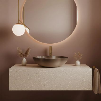 REA-U0629 - Vasque à poser PEARL 38x50,5 cm céramique/marron
