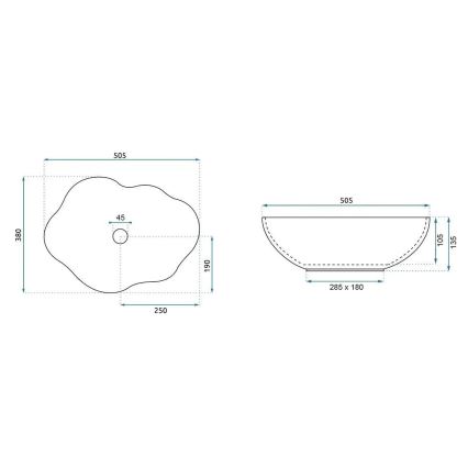 REA-U0629 - Vasque à poser PEARL 38x50,5 cm céramique/marron