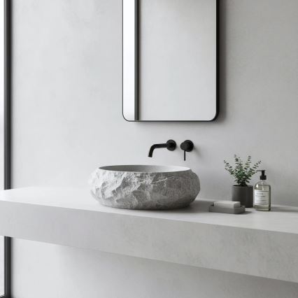 REA-U0633 - Aufsatzwaschbecken MIKA GABRO 38x50 cm grau/Steinoptik