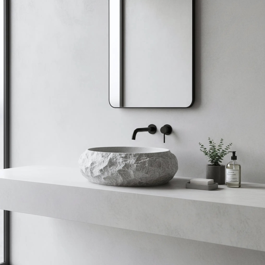 REA-U0633 - Aufsatzwaschbecken MIKA GABRO 38x50 cm grau/Steinoptik