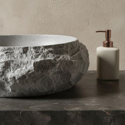REA-U0633 - Aufsatzwaschbecken MIKA GABRO 38x50 cm grau/Steinoptik