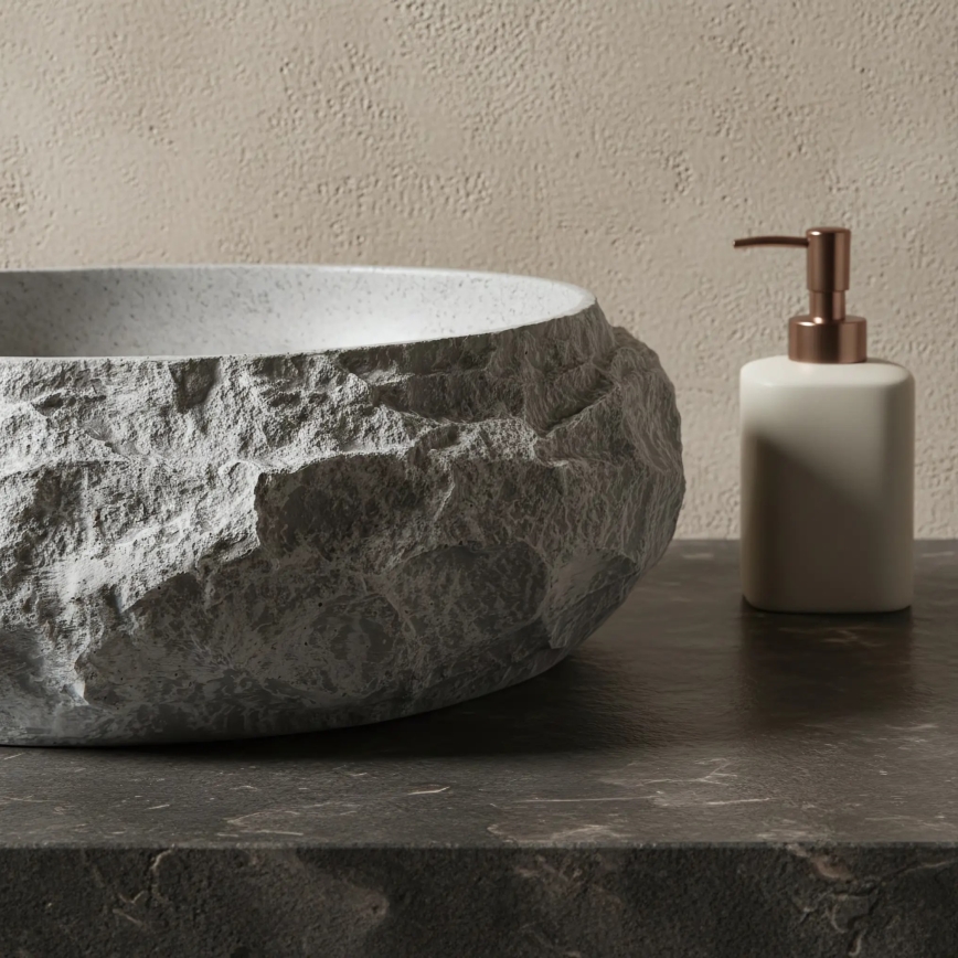 REA-U0633 - Aufsatzwaschbecken MIKA GABRO 38x50 cm grau/Steinoptik