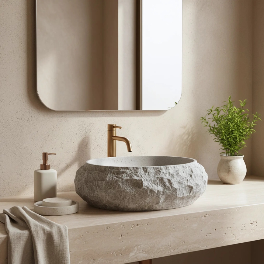 REA-U0633 - Vasque à poser MIKA GABRO 38x50 cm gris/effet pierre