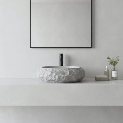 REA-U0633 - Vasque à poser MIKA GABRO 38x50 cm gris/effet pierre