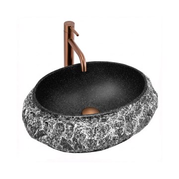REA-U0634 - Aufsatzwaschbecken MIKA GABRO 38x50 cm schwarz/Steinoptik