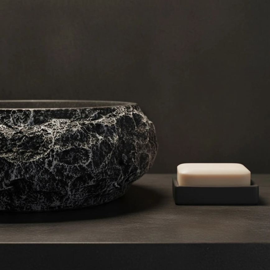REA-U0634 - Lavabo à poser MIKA GABRO 38x50 cm noir/effet pierre