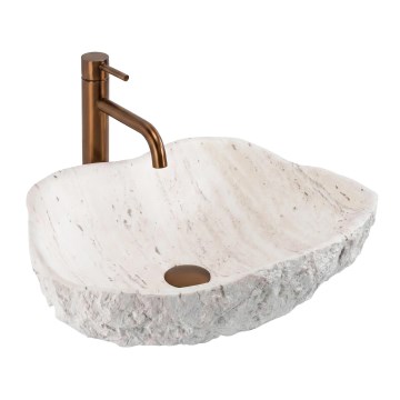 REA-U0642 - Aufsatzwaschbecken ISLA 37x49 cm weiß/beige/Steinoptik