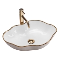 REA-U0696 - Lavabo da appoggio PEARL 38x50,5 cm ceramica/bianco lucido/oro