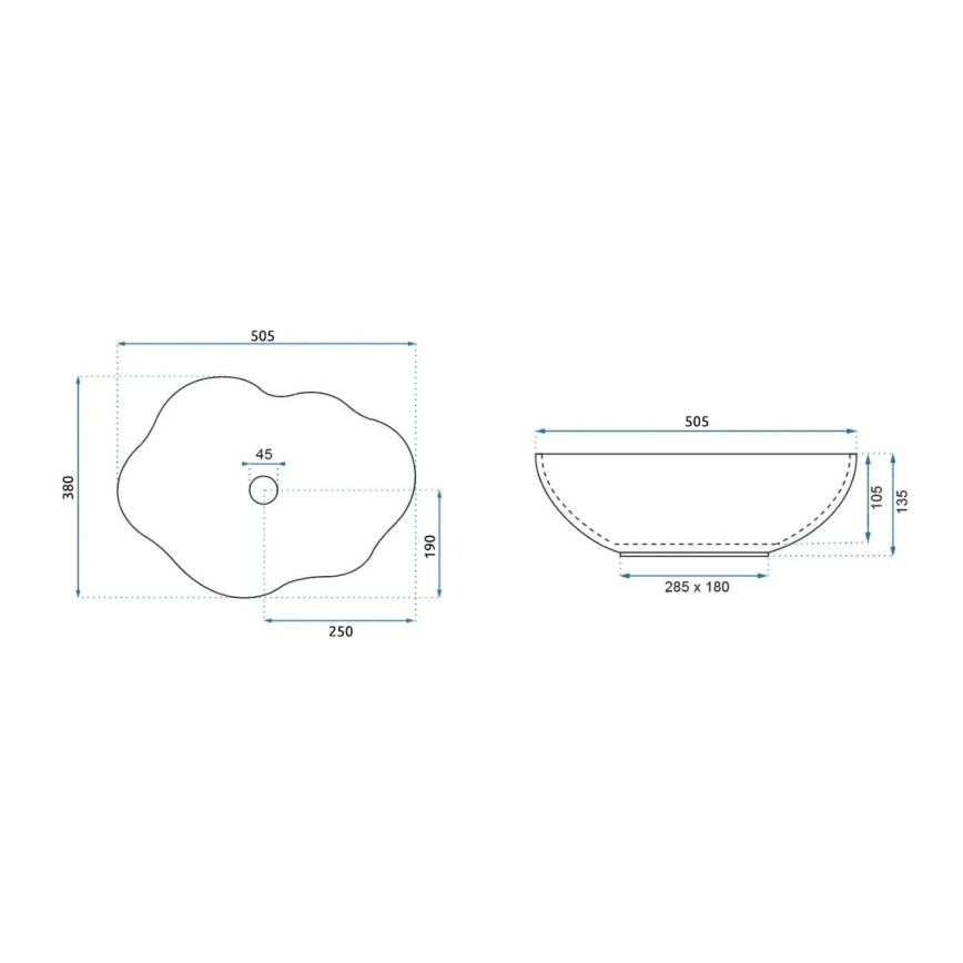 REA-U0696 - Lavabo da appoggio PEARL 38x50,5 cm ceramica/bianco lucido/oro