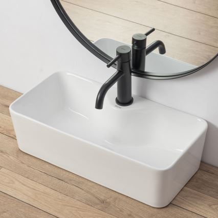 REA-U0699 - Lavabo à poser MERY 25 x 50,5 cm céramique / blanc brillant