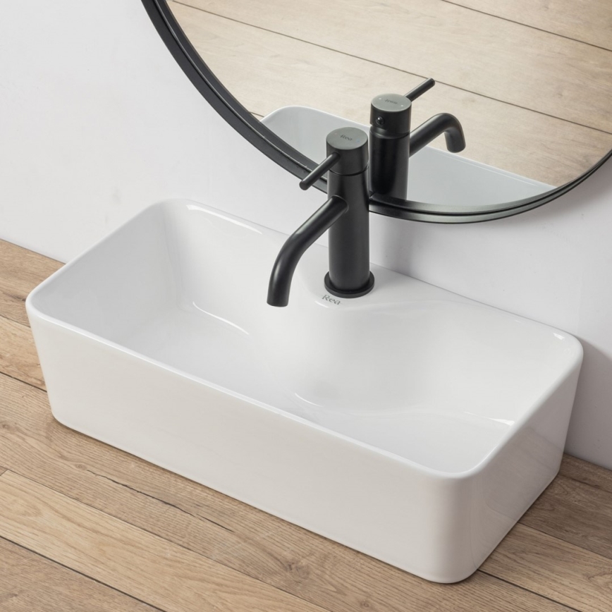 REA-U0699 - Lavabo à poser MERY 25 x 50,5 cm céramique / blanc brillant