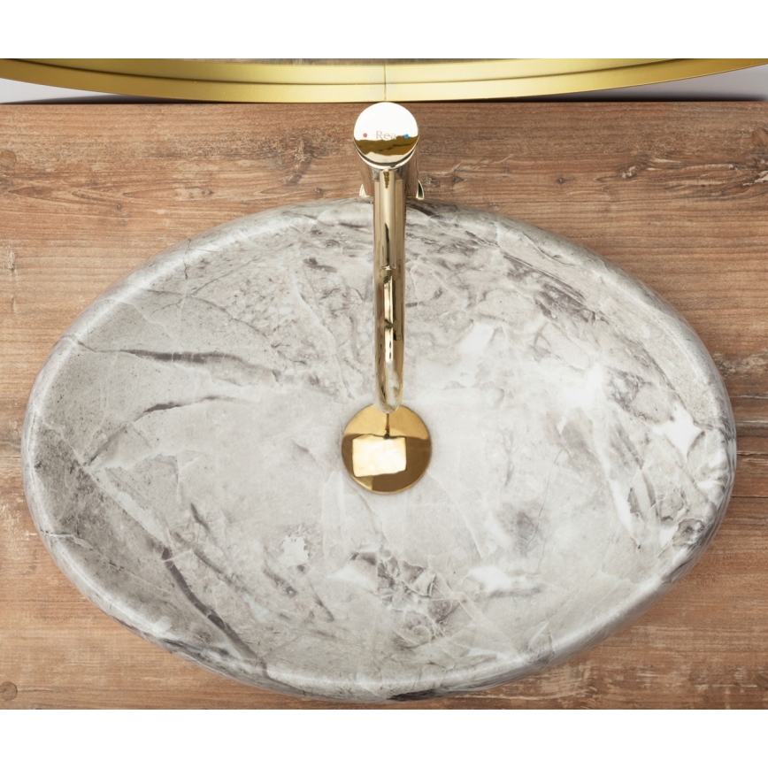 REA-U1020 - Lavabo da appoggio LINDA 34x48,5 cm ceramica/effetto pietra