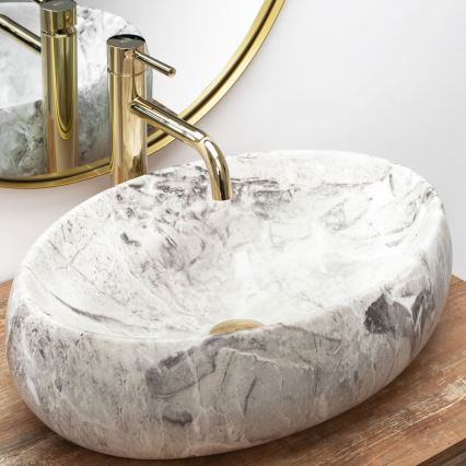 REA-U1020 - Lavabo da appoggio LINDA 34x48,5 cm ceramica/effetto pietra