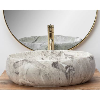 REA-U1020 - Lavabo da appoggio LINDA 34x48,5 cm ceramica/effetto pietra