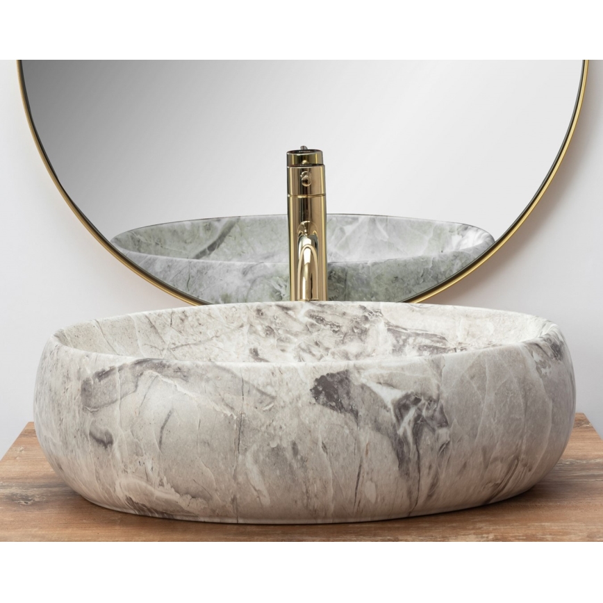 REA-U1020 - Lavabo da appoggio LINDA 34x48,5 cm ceramica/effetto pietra