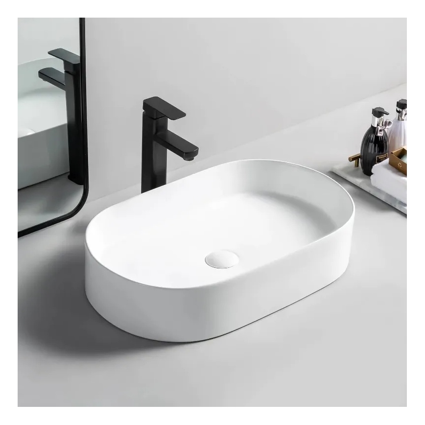 REA-U1055 - Lavabo da appoggio NADIA 38,5x61 cm ceramica/bianco lucido
