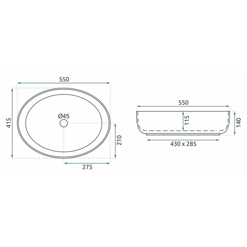 REA-U1232 - Aufsatzwaschbecken QUEEN 41,5x55 cm Keramik/Steinoptik