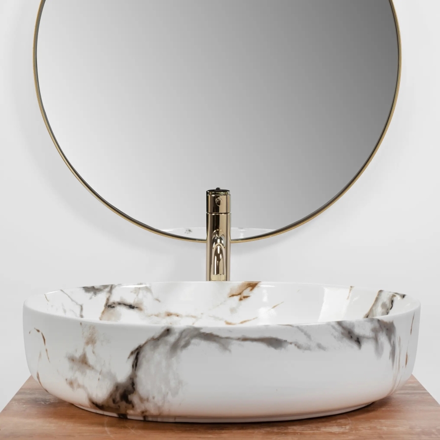 REA-U1232 - Lavabo da appoggio QUEEN 41,5x55 cm ceramica/effetto pietra