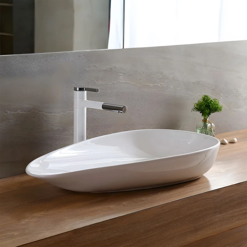 REA-U1500 - Lavabo da appoggio GRETA 42,5x77 cm ceramica/bianco lucido