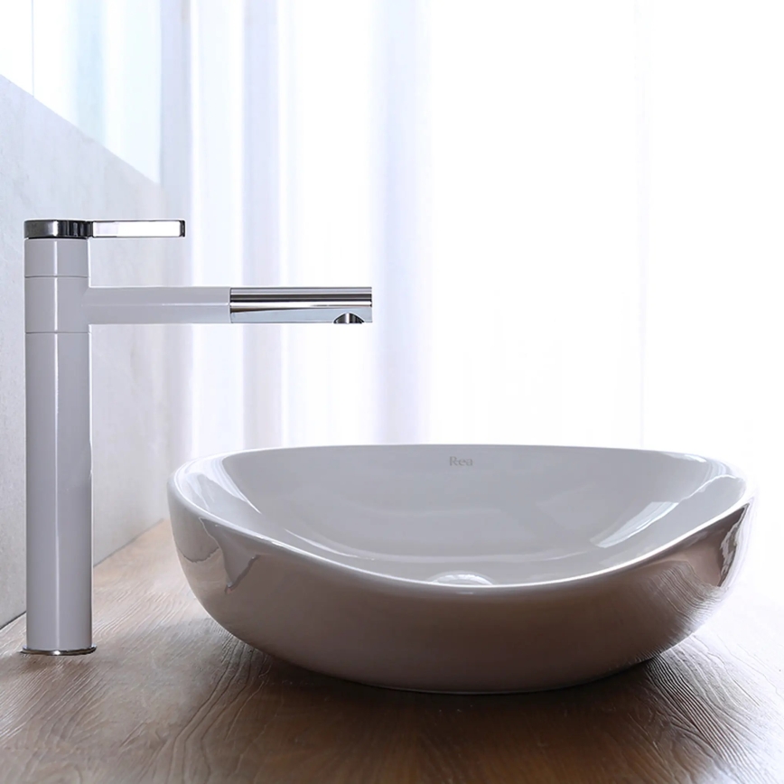 REA-U1500 - Lavabo da appoggio GRETA 42,5x77 cm ceramica/bianco lucido