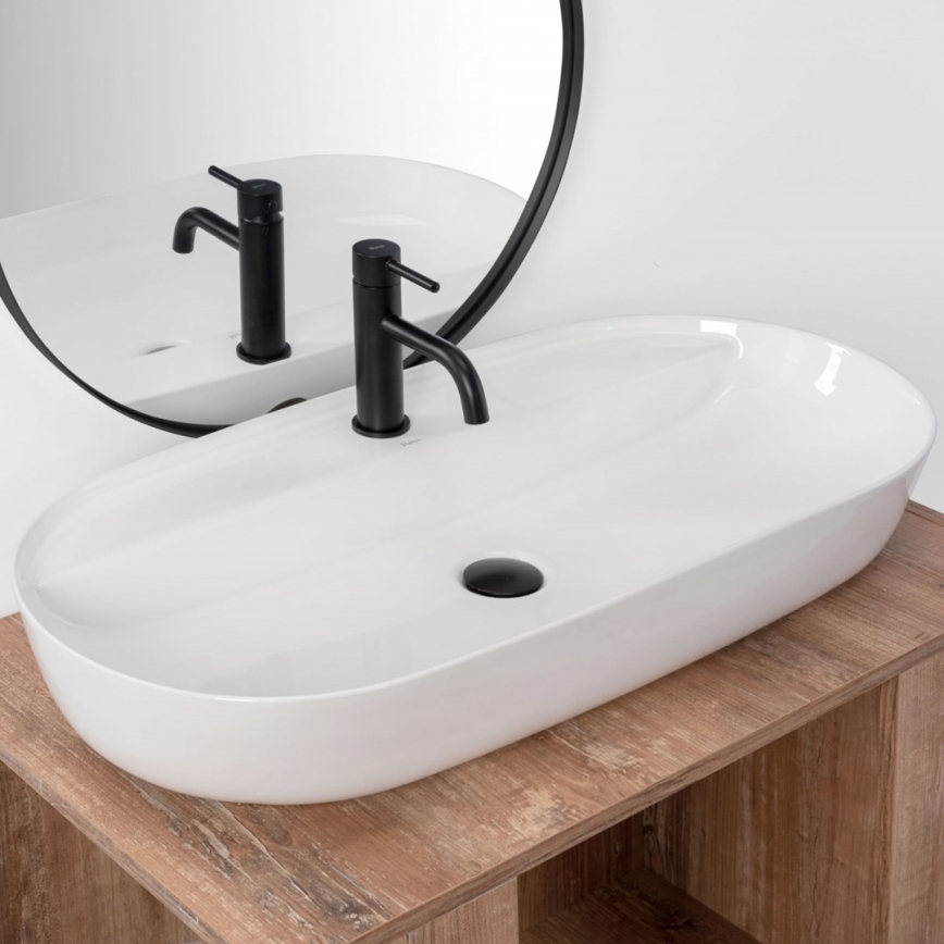REA-U2541 - Lavabo da appoggio AURA 41x81 cm ceramica/bianco lucido