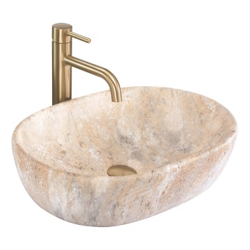 REA-U3000 - Aufsatzwaschbecken AMELIA 34,5x48 cm Keramik/beige/Steinoptik