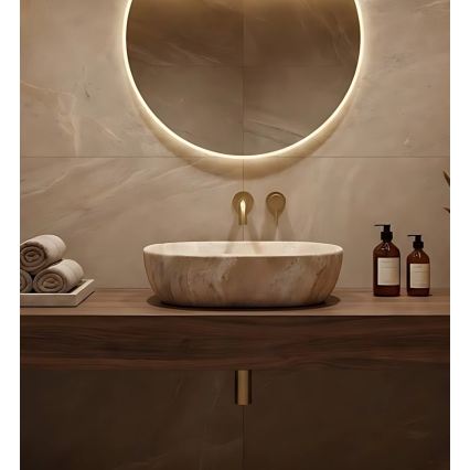 REA-U3000 - Aufsatzwaschbecken AMELIA 34,5x48 cm Keramik/beige/Steinoptik